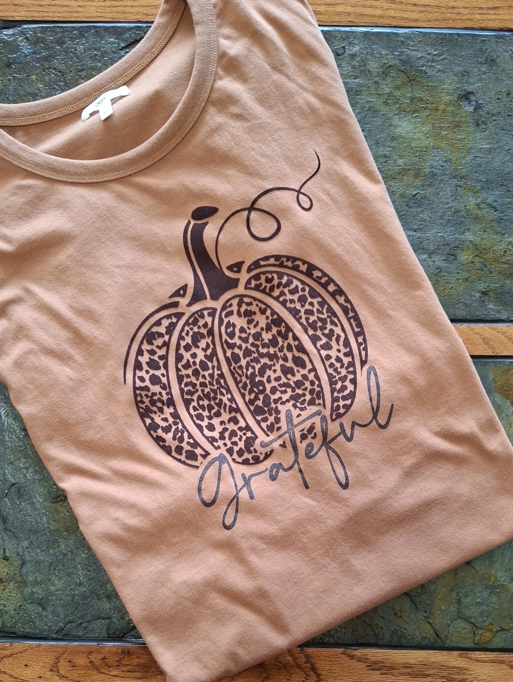 Maurices Pumpkin Graphic Tee with Leopard Print